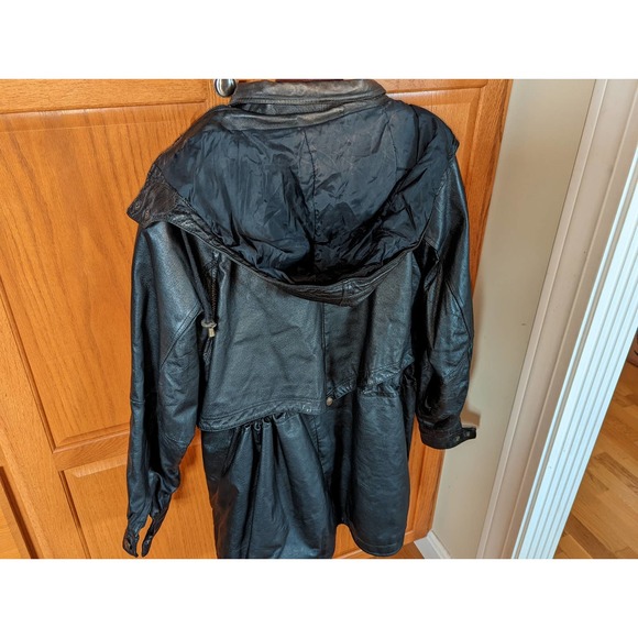 Vintage cincher seventh Avenue leather jacket black trench coat Women size L - Picture 10 of 16